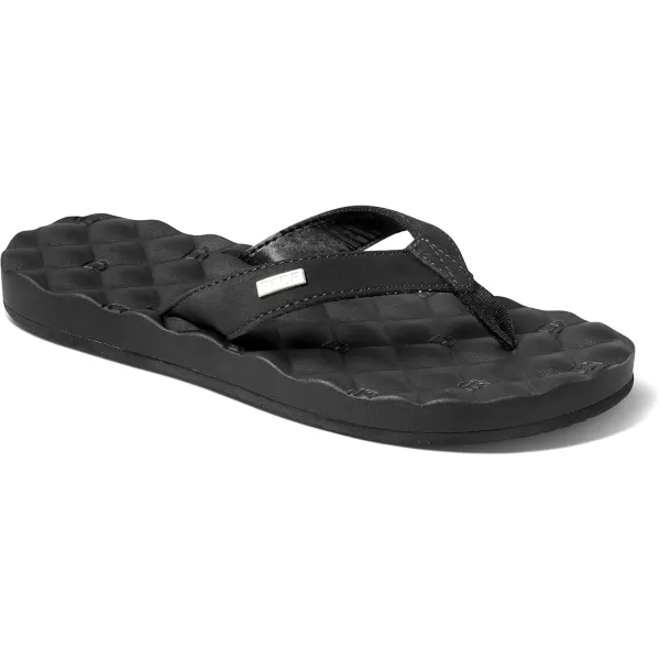 imageREEF Dreams Womens Flip Flop Memory Foam Cushion Footbed Faux Leather Satin Lined StrapBlackBlack