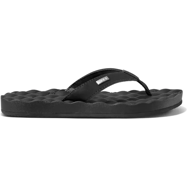 imageREEF Dreams Womens Flip Flop Memory Foam Cushion Footbed Faux Leather Satin Lined StrapBlackBlack