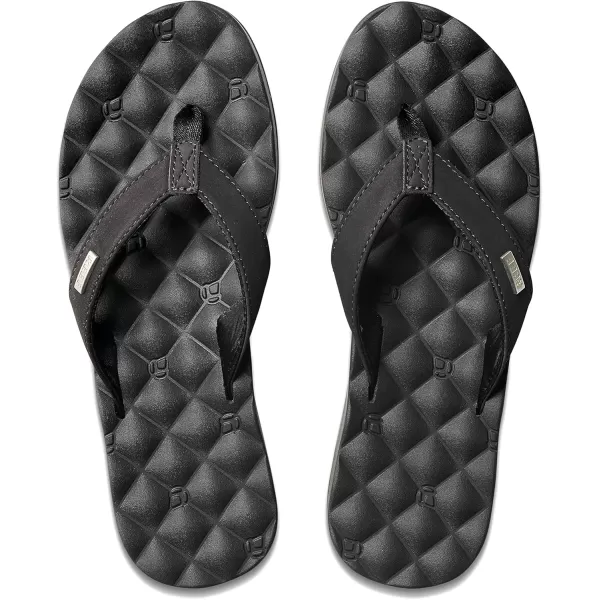 imageREEF Dreams Womens Flip Flop Memory Foam Cushion Footbed Faux Leather Satin Lined StrapBlackBlack