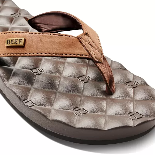 imageREEF Dreams Womens Flip Flop Memory Foam Cushion Footbed Faux Leather Satin Lined StrapBrown