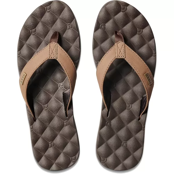 imageREEF Dreams Womens Flip Flop Memory Foam Cushion Footbed Faux Leather Satin Lined StrapBrown