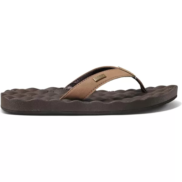 imageREEF Dreams Womens Flip Flop Memory Foam Cushion Footbed Faux Leather Satin Lined StrapBrown