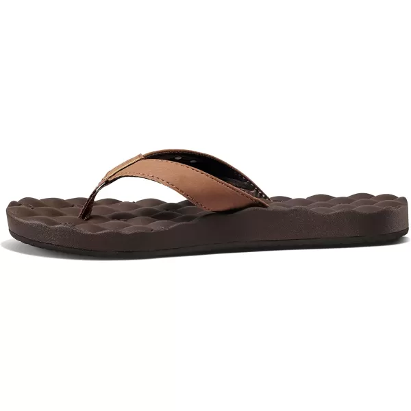 imageREEF Dreams Womens Flip Flop Memory Foam Cushion Footbed Faux Leather Satin Lined StrapBrown