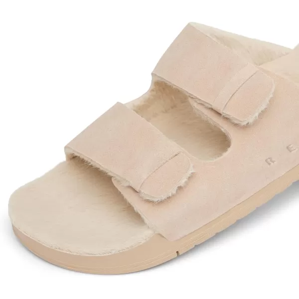 imageREEF Ojai Two Bar Cozy Womens Slide Faux Fur Footbed Full Grain LeatherTan