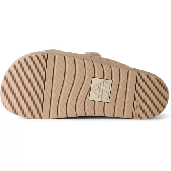 imageREEF Ojai Two Bar Cozy Womens Slide Faux Fur Footbed Full Grain LeatherTan