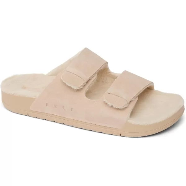 imageREEF Ojai Two Bar Cozy Womens Slide Faux Fur Footbed Full Grain LeatherTan