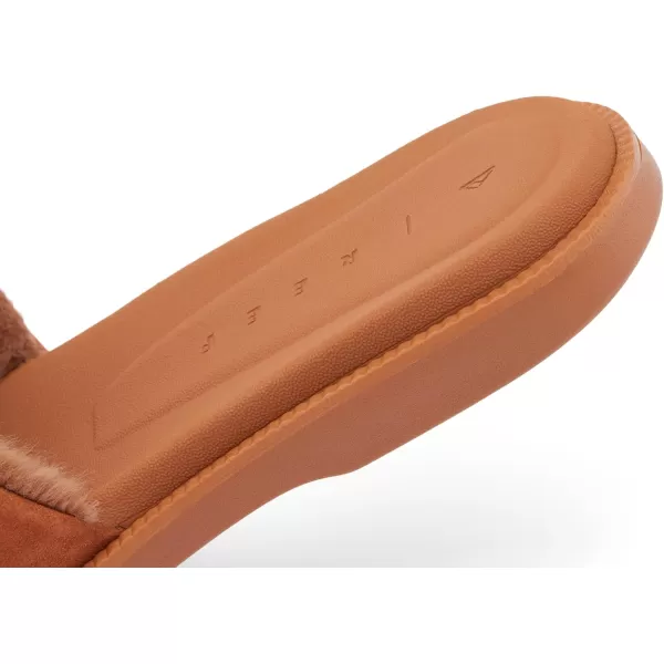 imageREEF Sunny Arrianah Cozy Womens Slide Sandal Full Grain Leather Soft Faux Fur Lined StrapCocoa