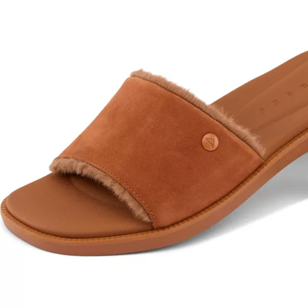 imageREEF Sunny Arrianah Cozy Womens Slide Sandal Full Grain Leather Soft Faux Fur Lined StrapCocoa
