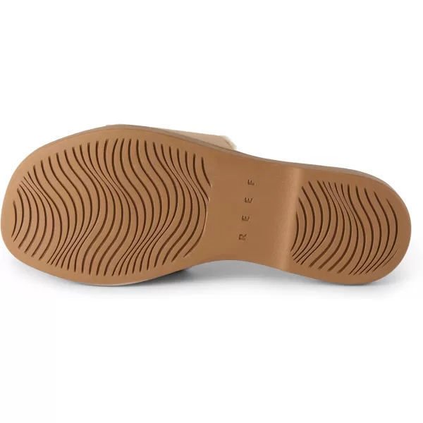 imageREEF Sunny Arrianah Cozy Womens Slide Sandal Full Grain Leather Soft Faux Fur Lined StrapTan