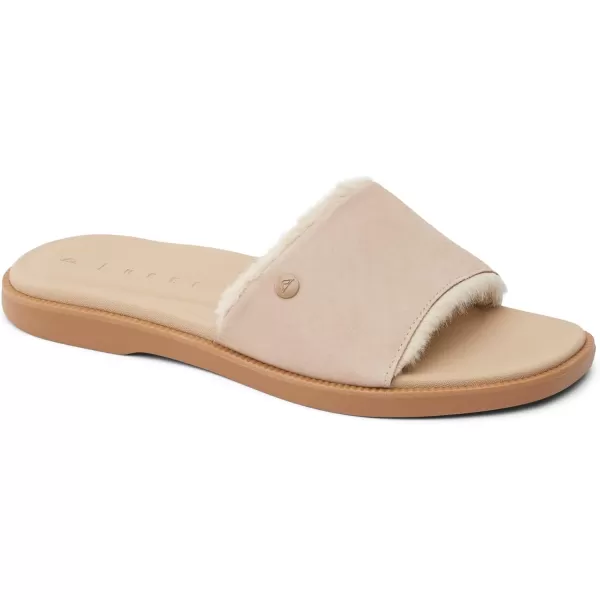 imageREEF Sunny Arrianah Cozy Womens Slide Sandal Full Grain Leather Soft Faux Fur Lined StrapTan