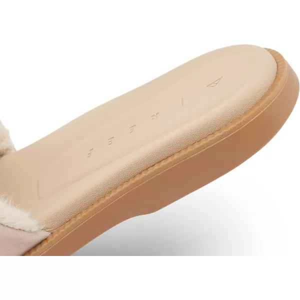 imageREEF Sunny Arrianah Cozy Womens Slide Sandal Full Grain Leather Soft Faux Fur Lined StrapTan