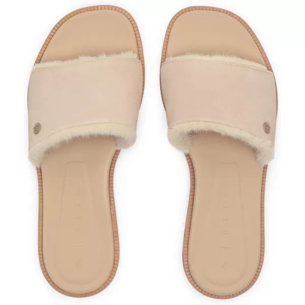 imageREEF Sunny Arrianah Cozy Womens Slide Sandal Full Grain Leather Soft Faux Fur Lined StrapTan