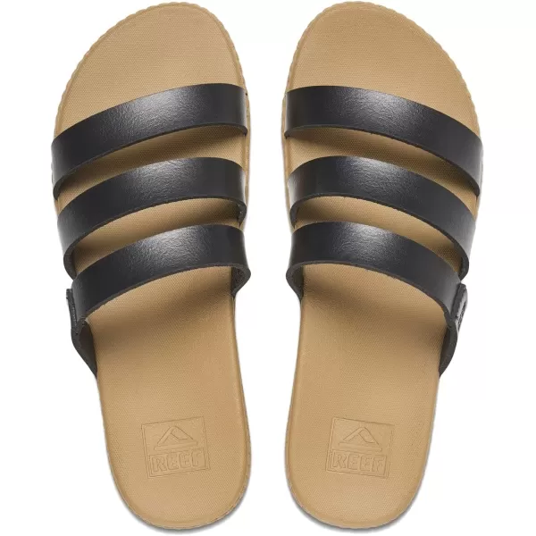 imageREEF Womens Cushion Ruby Slide SandalBlackTan