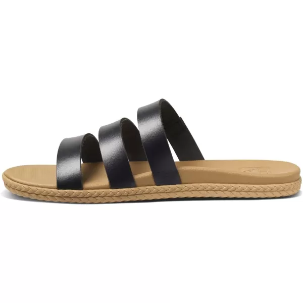 imageREEF Womens Cushion Ruby Slide SandalBlackTan