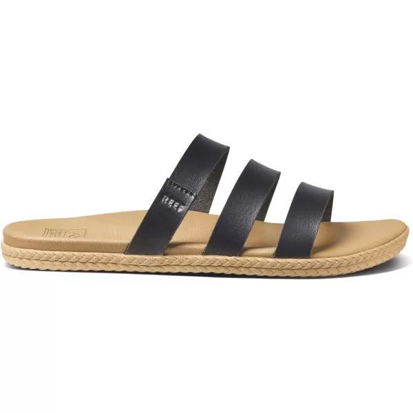 imageREEF Womens Cushion Ruby Slide SandalBlackTan