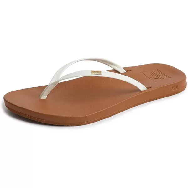 imageREEF Cushion Slim Womens Flip Flop Super Lightweight Ultra Soft Cushion FootbedWhiteTan