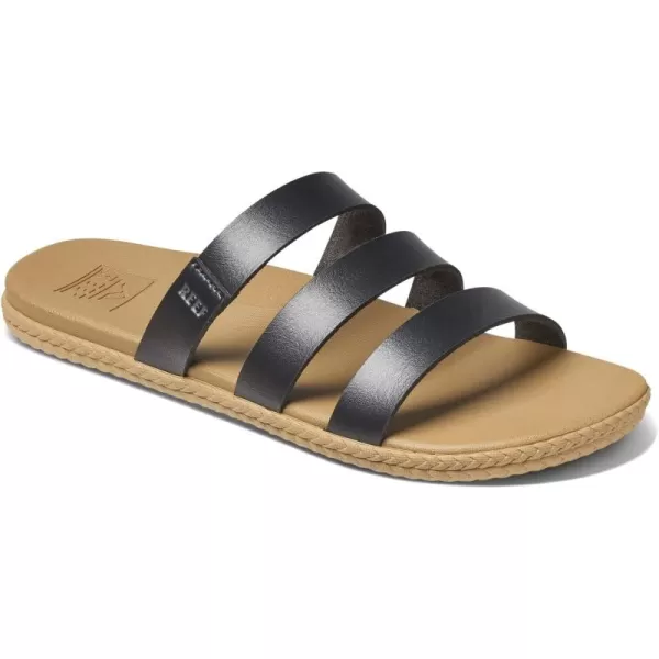 imageREEF Womens Cushion Ruby Slide SandalBlackTan