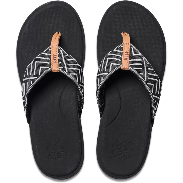 imageREEF Cushion Cloud TX Womens Flip Flop Super Soft Molded Footbed Arch SupportBlack Geo