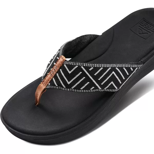 imageREEF Cushion Cloud TX Womens Flip Flop Super Soft Molded Footbed Arch SupportBlack Geo