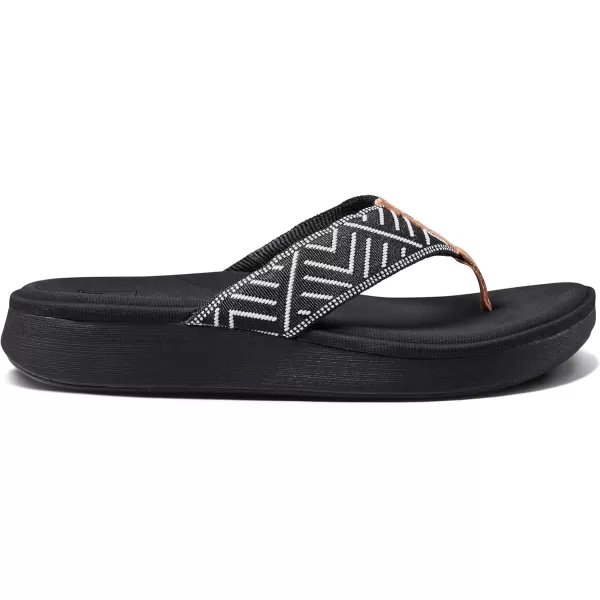 imageREEF Cushion Cloud TX Womens Flip Flop Super Soft Molded Footbed Arch SupportBlack Geo