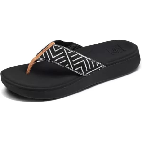 imageREEF Cushion Cloud TX Womens Flip Flop Super Soft Molded Footbed Arch SupportBlack Geo