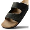 imageREEF Cushion Tradewind SL Mens Slides Adjustable Velcro Vegan Leather Straps Ultra Soft Cushion FootbedBlackTan