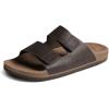 imageREEF Ojai Two Bar Womens Fashion Slide Sandal Premium Leather Soft Cushion FootbedBrown Leather