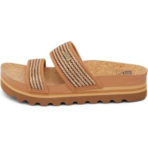 imageREEF Womens Cushion Vista Hi Platform SandalChocolate Raffia
