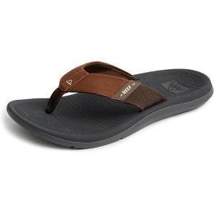 imageReef Mens Santa Ana Flip Flop Arch Support Water Friendly Non Marking OutsoleGreyTan