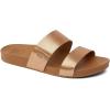 imageREEF Cushion Vista Womens Fashion Slide Sandal Vegan Leather Strap Ultra Soft Cushion FootbedCopperTan