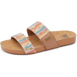imageREEF Cushion Vista Womens Fashion Slide Sandal Vegan Leather Strap Ultra Soft Cushion FootbedBeachy Woven