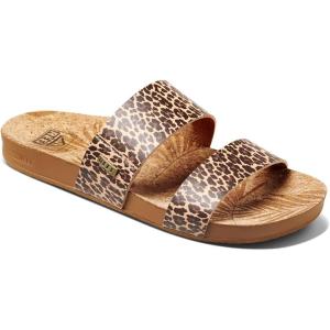 imageREEF Cushion Vista Womens Fashion Slide Sandal Vegan Leather Strap Ultra Soft Cushion FootbedLeopard