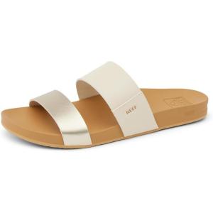 imageREEF Cushion Vista Womens Fashion Slide Sandal Vegan Leather Strap Ultra Soft Cushion FootbedVintageGold
