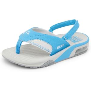 imageREEF ToddlerLittle Kid Fanning Flip Flop Arch Support Durable Outsole Water Friendly BackstrapLight GreyLight Blue