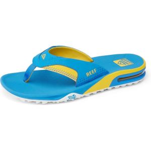 imageREEF Fanning Pregame Mens Bottle Opener Flip Flop Arch Support Durable Outsole Water FriendlyBlueYellow