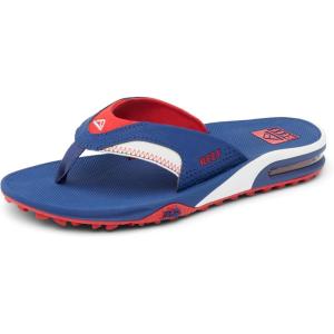 imageREEF Fanning Pregame Mens Bottle Opener Flip Flop Arch Support Durable Outsole Water FriendlyRedWhiteBlue