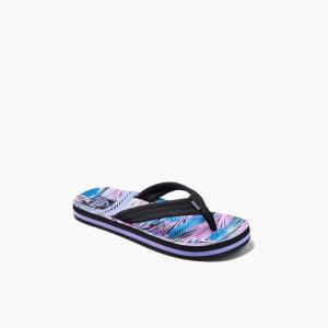 imageREEF Kids Ahi UnisexChild Beach Flip Flop Soft Cushion Footbed Water FriendlyPalm Fronds