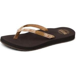 imageReef Womens Ginger Beach Flip Flop Soft Woven StrapBrownPeach
