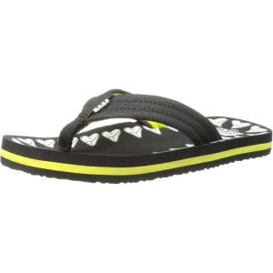 imageREEF Kids Ahi UnisexChild Beach Flip Flop Soft Cushion Footbed Water FriendlyBlack Shark Teeth