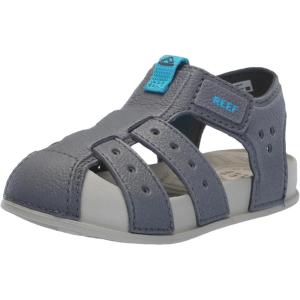 imageREEF ToddlerLittle Kid Water Beachy Fisherman Sandal Water Friendly Adjustable Velcro Strap Closed ToeOakGreyAqua