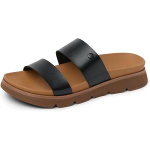 imageREEF Womens Vista Luxe Thea Platform Sandal Vegan Leather Strap Ultra Cushion FootbedBlackTan