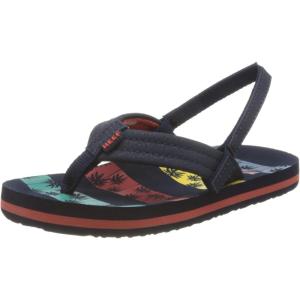 imageREEF Little Ahi UnisexChild Beach Flip Flop Soft Cushion Footbed Water Friendly BackstrapNvy Palms Stripe