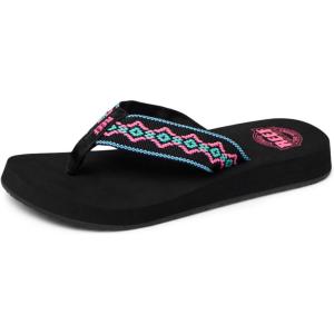 imageREEF Womens Sandy FlipFlopBlack Neon