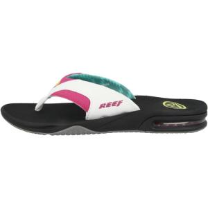 imageREEF Womens Fanning Bottle Opener Flip FlopsBlack Bright Nights Bri