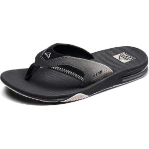 imageREEF Mens Fanning Bottle Opener Flip FlopsBlackTaupe Fade
