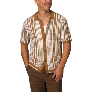 imageReef Men Reef Cabana Short Sleeve Button Down Sweater KnitTobacco Brown