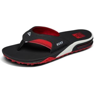 imageREEF Mens Fanning Pregame Bottle Opener Flip FlopsBlackRed