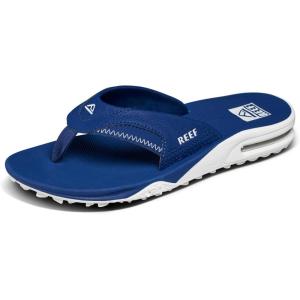 imageREEF Mens Fanning Pregame Bottle Opener Flip FlopsNavyWhite