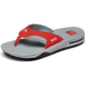 imageREEF Mens Fanning Pregame Bottle Opener Flip FlopsRedGrey