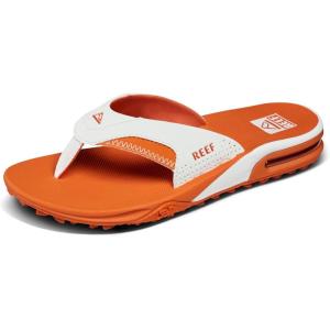imageREEF Mens Fanning Pregame Bottle Opener Flip FlopsWhiteOrange